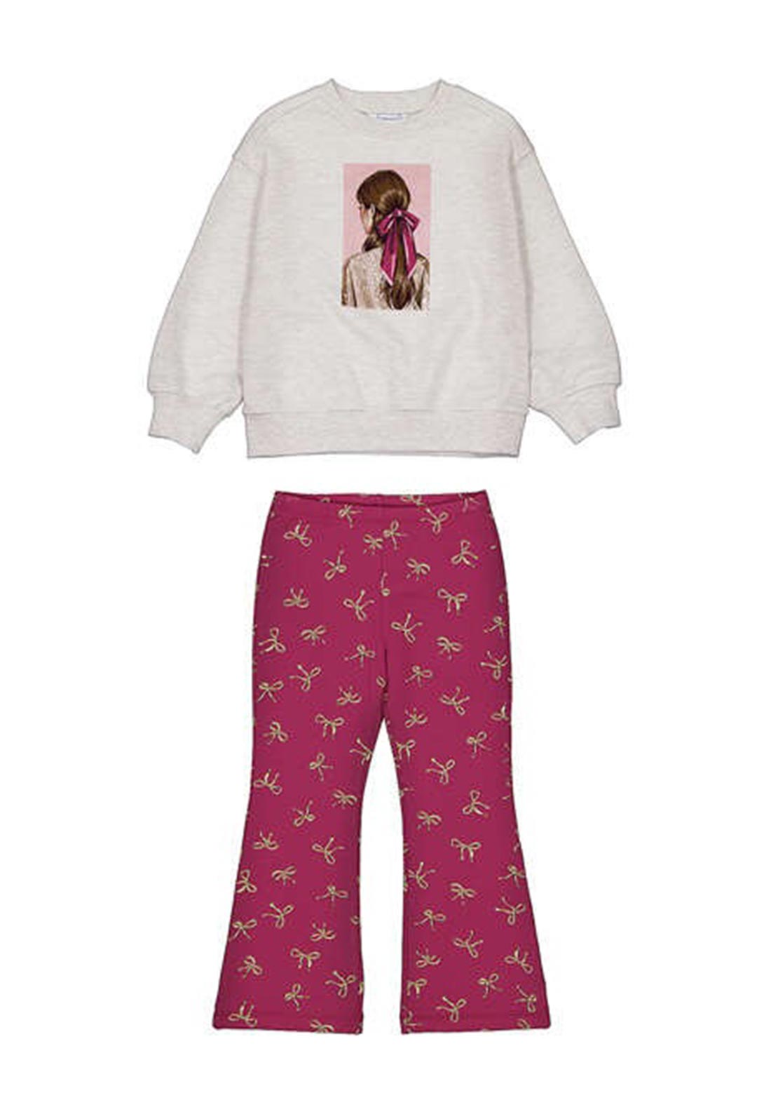 Mayoral Mini Girl Bow Sweater and Flare Set, Pink