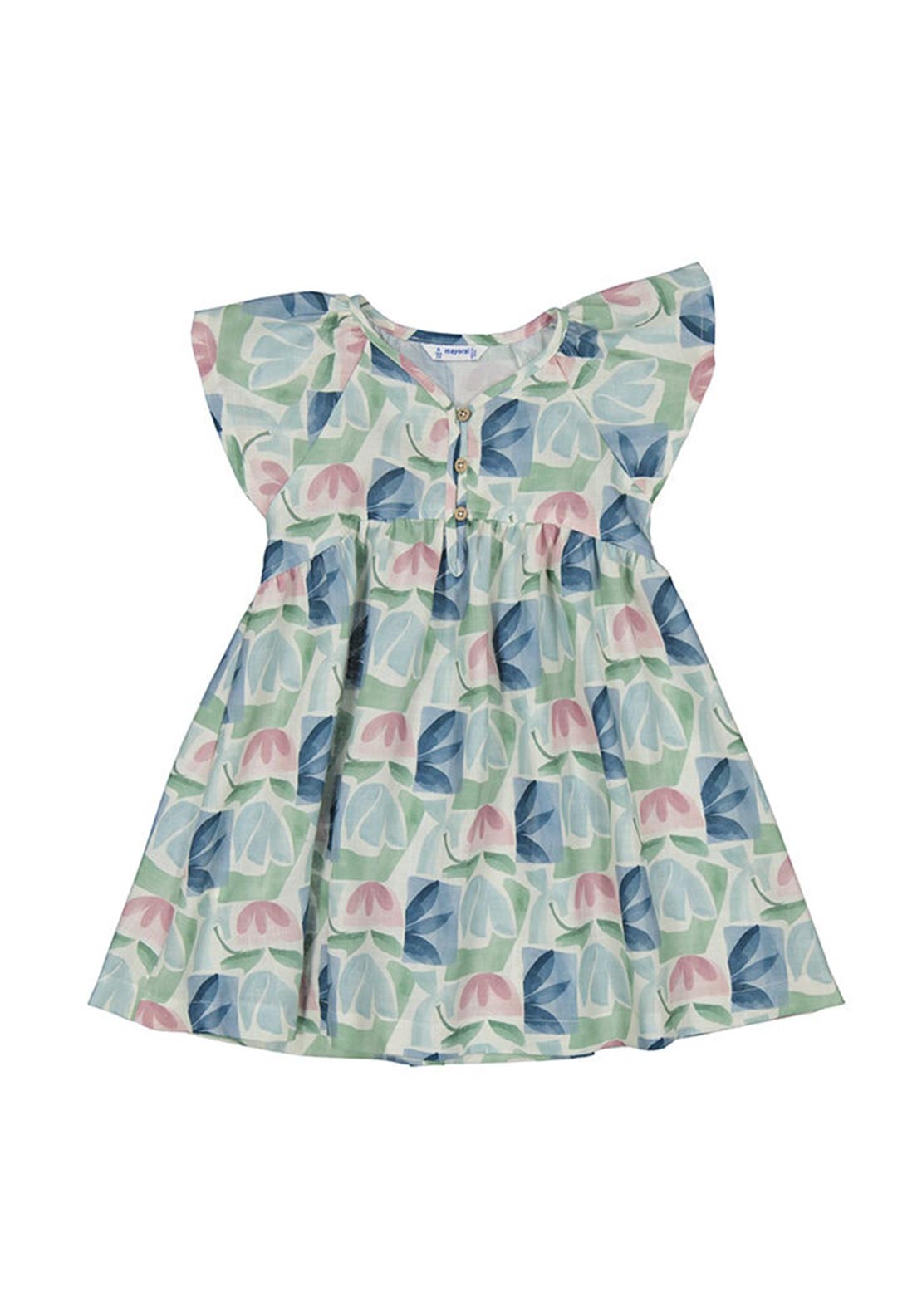Mayoral Mini Girl Print Short Sleeve Dress, Green