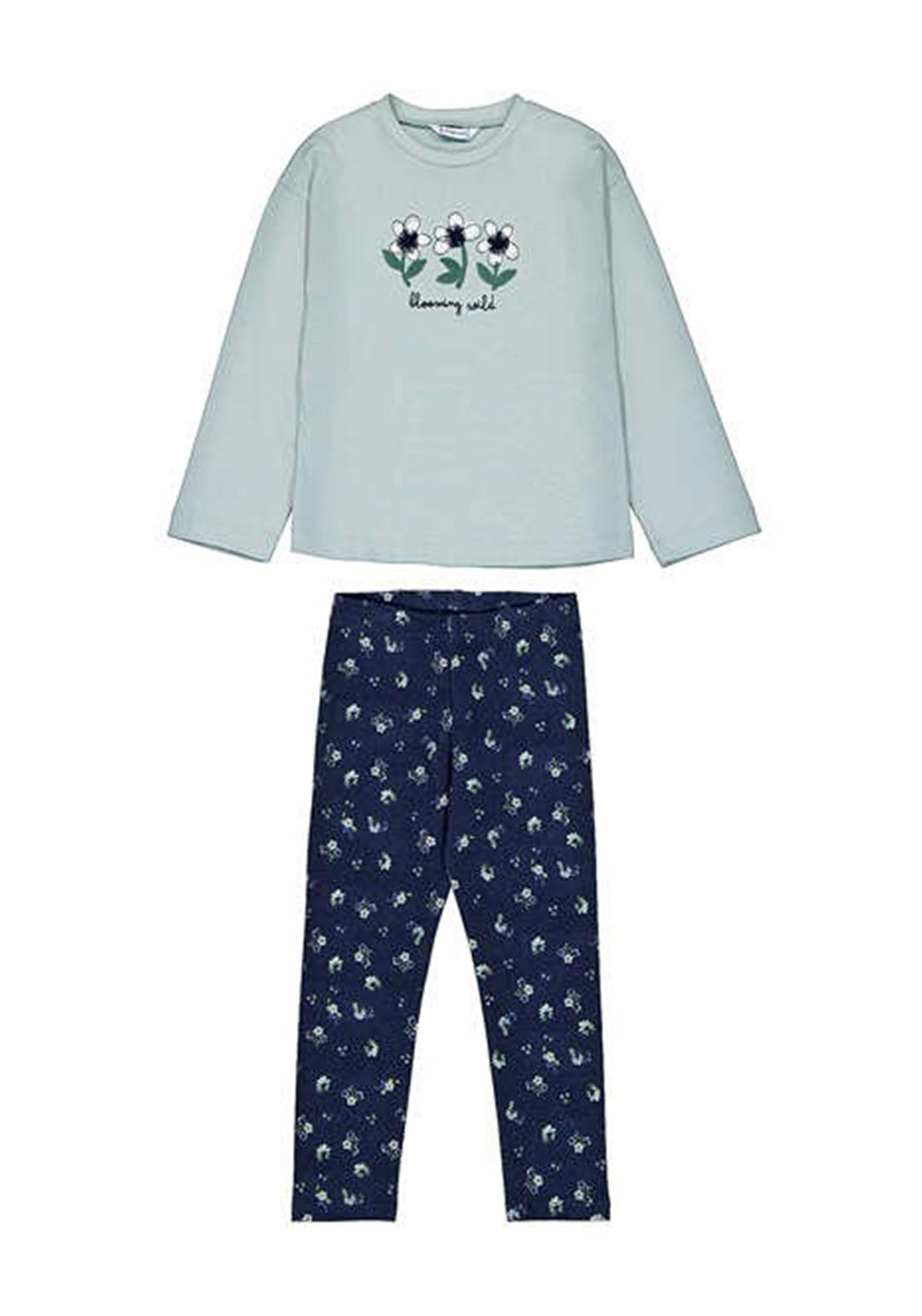 Mayoral Mini Girl Floral Top and Legging Set, Navy