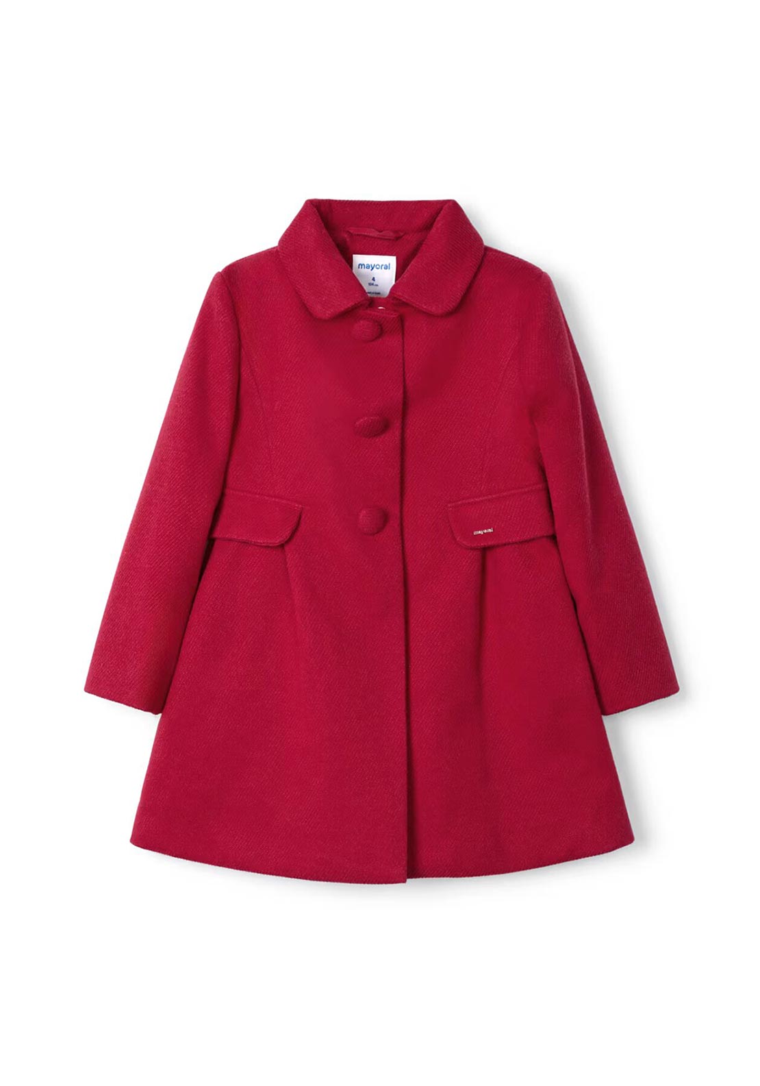 Mayoral Mini Girl Long Sleeve Dress Coat, Red - McElhinneys Mayoral Mini Girl Long Sleeve Dress Coat, Red - McElhinneys