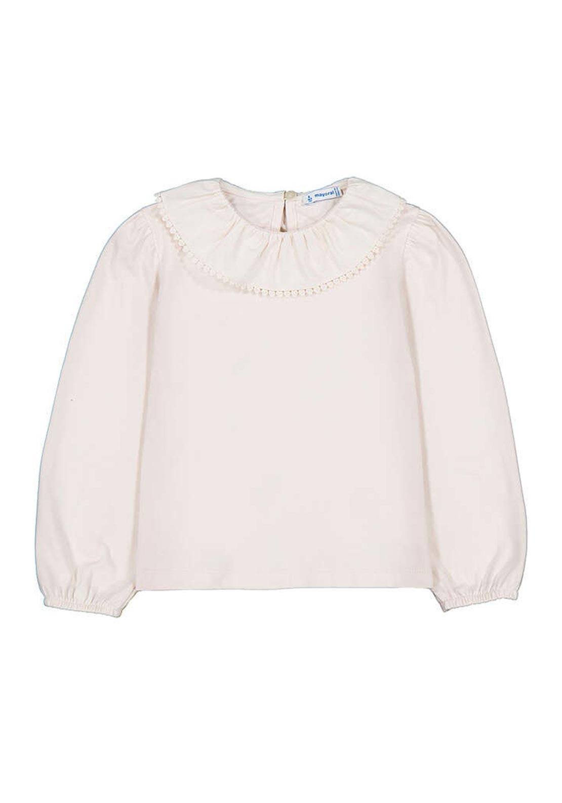 Mayoral Mini Girl Collar Long Sleeve Top, Cream