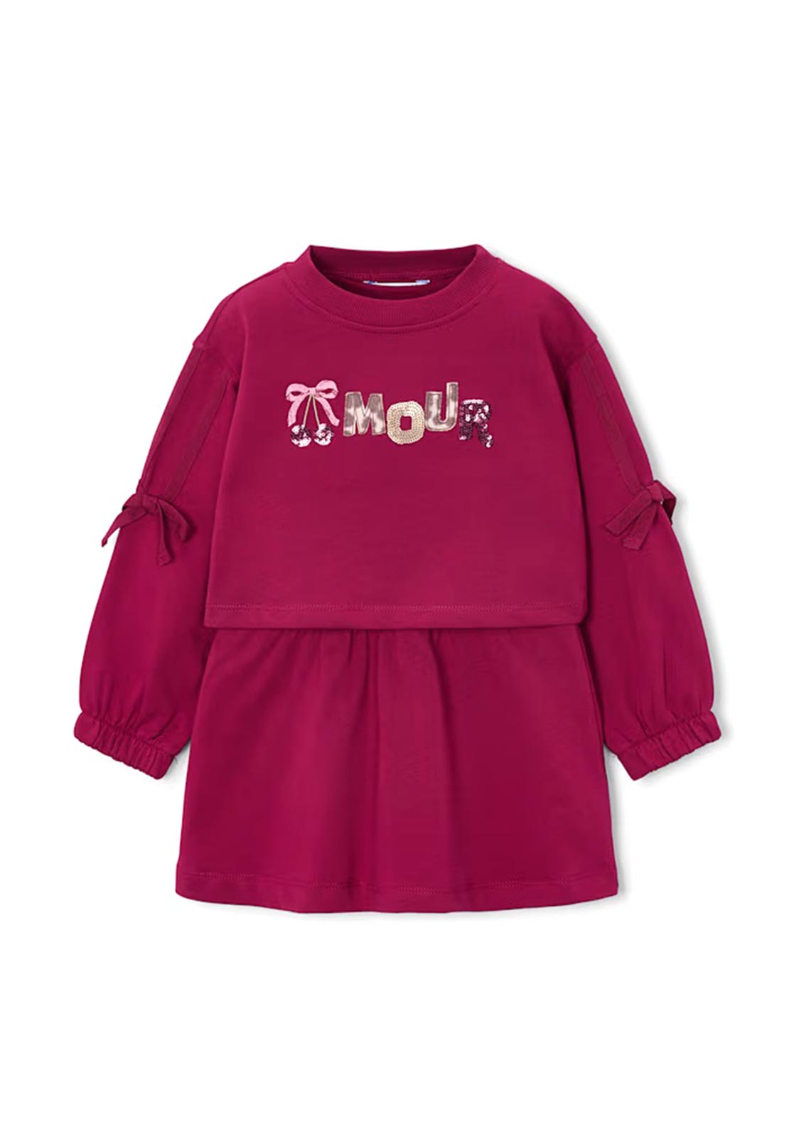 Mayoral Mini Girl Sequin Long Sleeve Sweater Dress, Red
