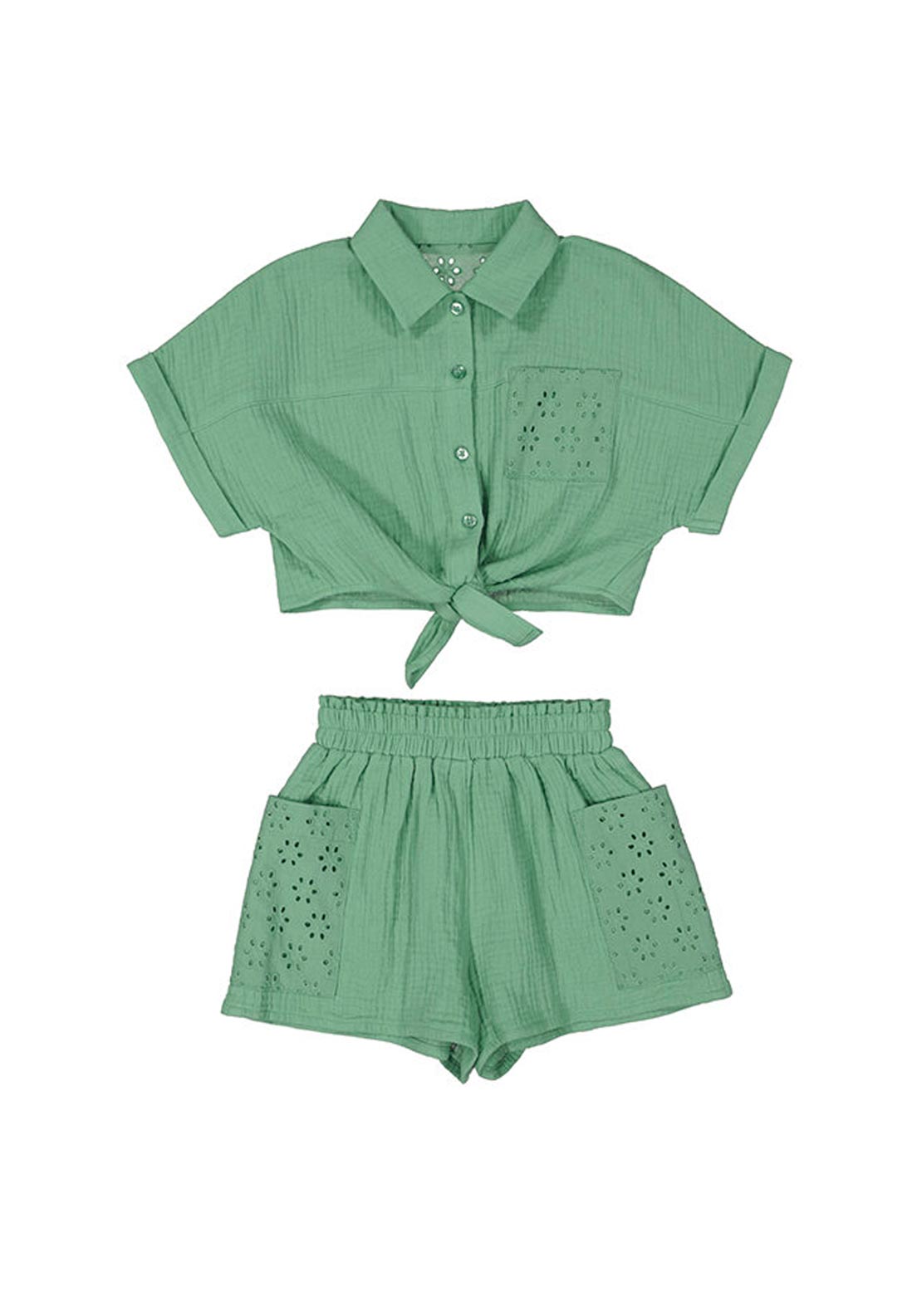 Mayoral Mini Girl Shirt and Short Set, Green