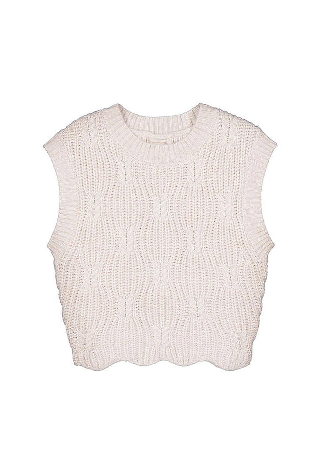 Mayoral Older Girl Knitted Sleeveless Vest, Cream