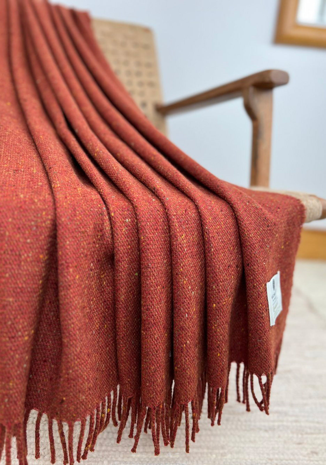 McNutt of Donegal Inishdooey Tweed Throw, Rust
