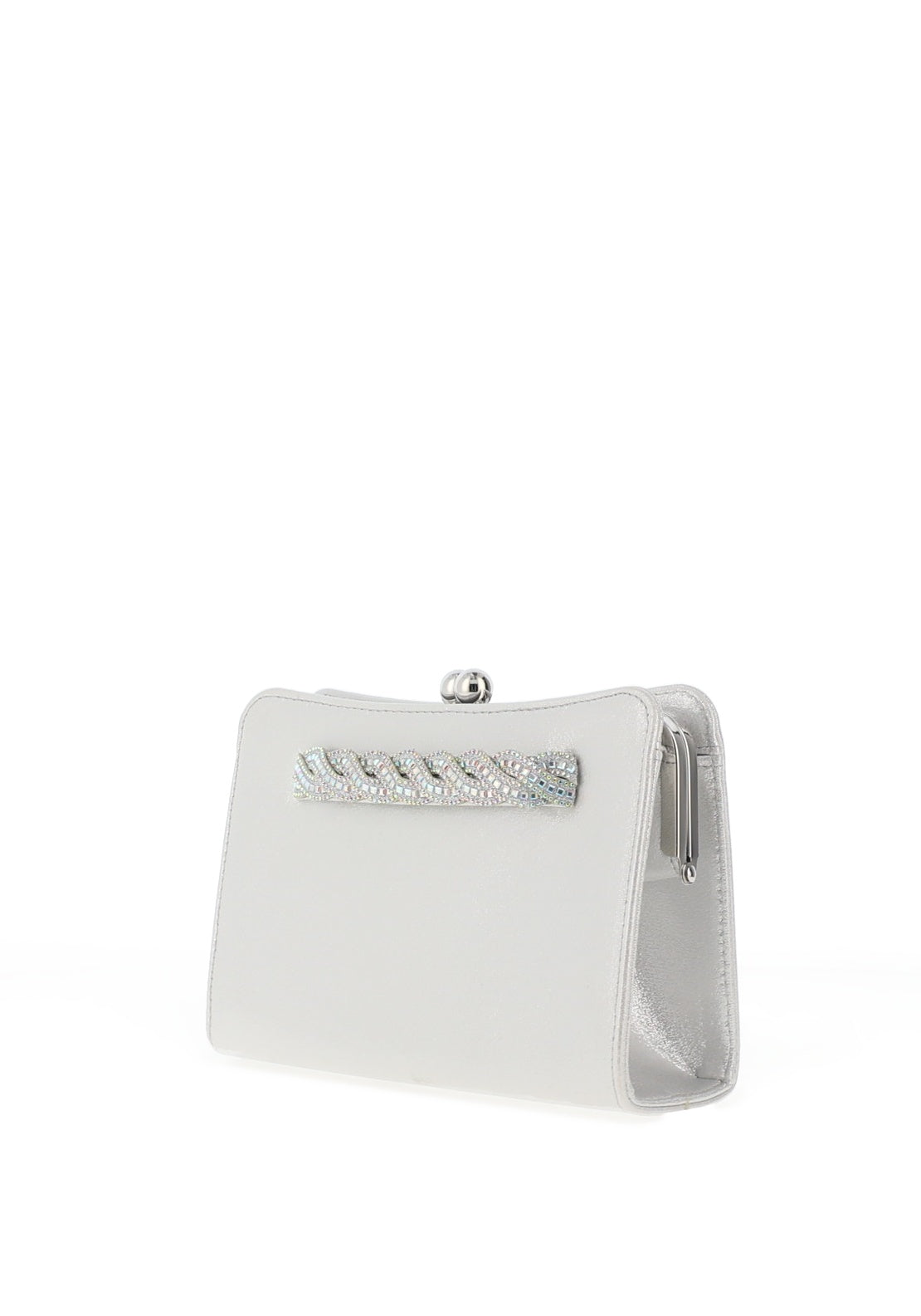 Menbur Sparkle Braid Clasp Clutch, Silver