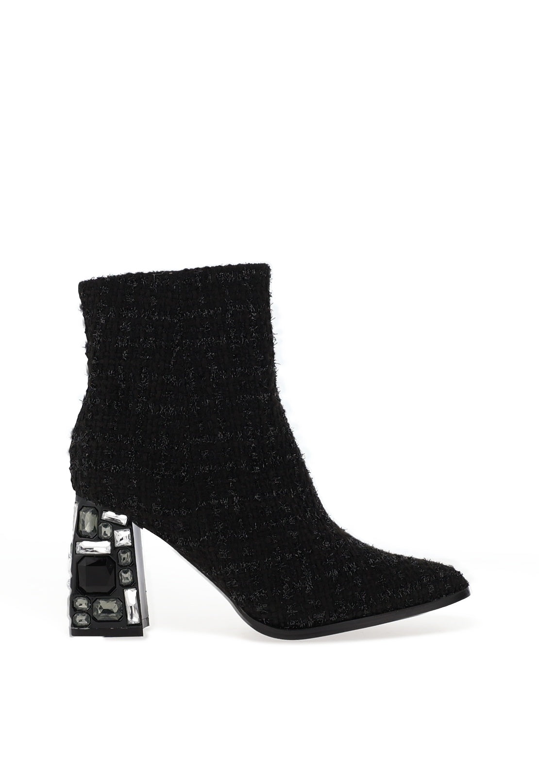Menbur Metallic Boucle Heeled Ankle Boots, Black