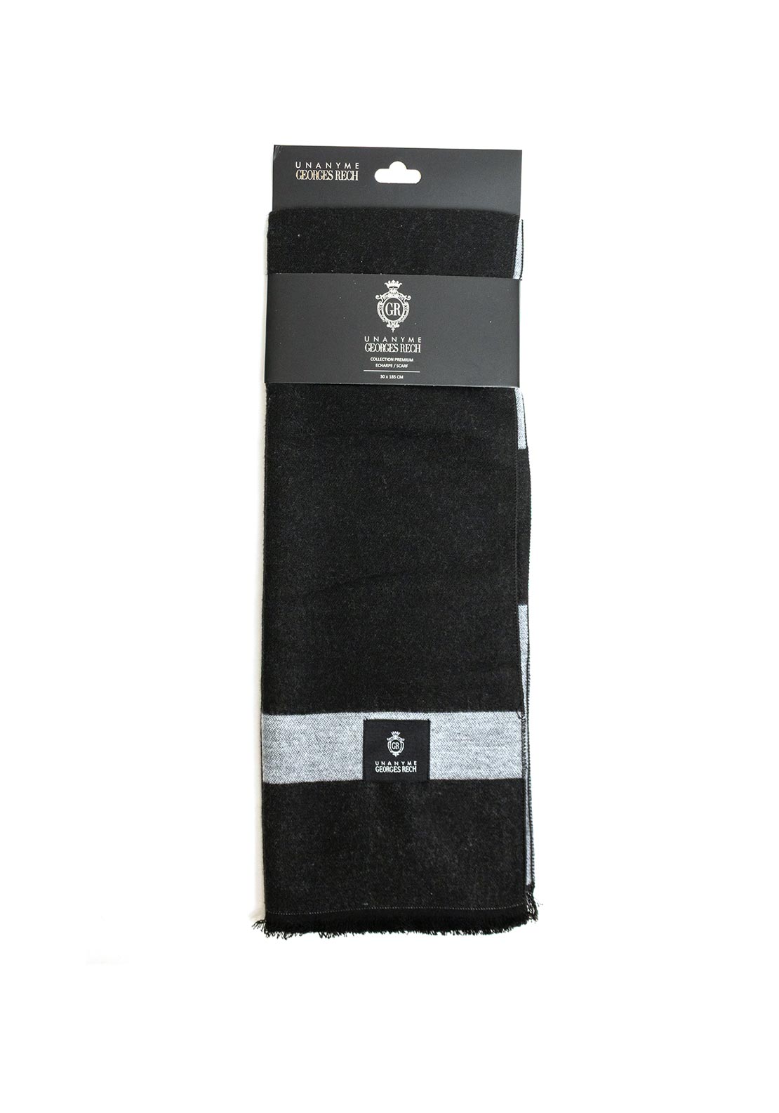 Serafina Men’s Block Check Pattern Scarf, Black