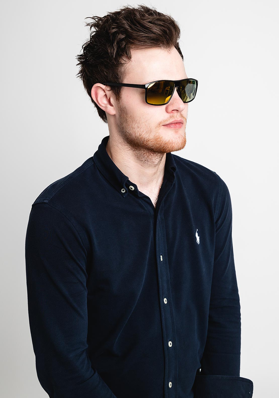 Sur Lux Men’s Amber Polarised Sunglasses, Shiny Black