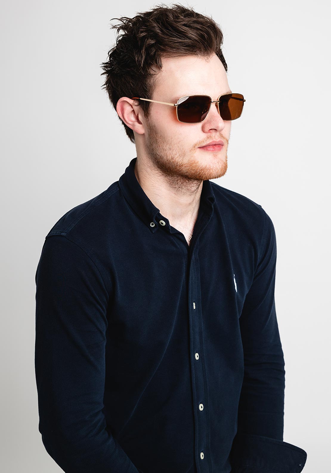 Sur Lux Men’s Oversized Rectangle Sunglasses, Brown