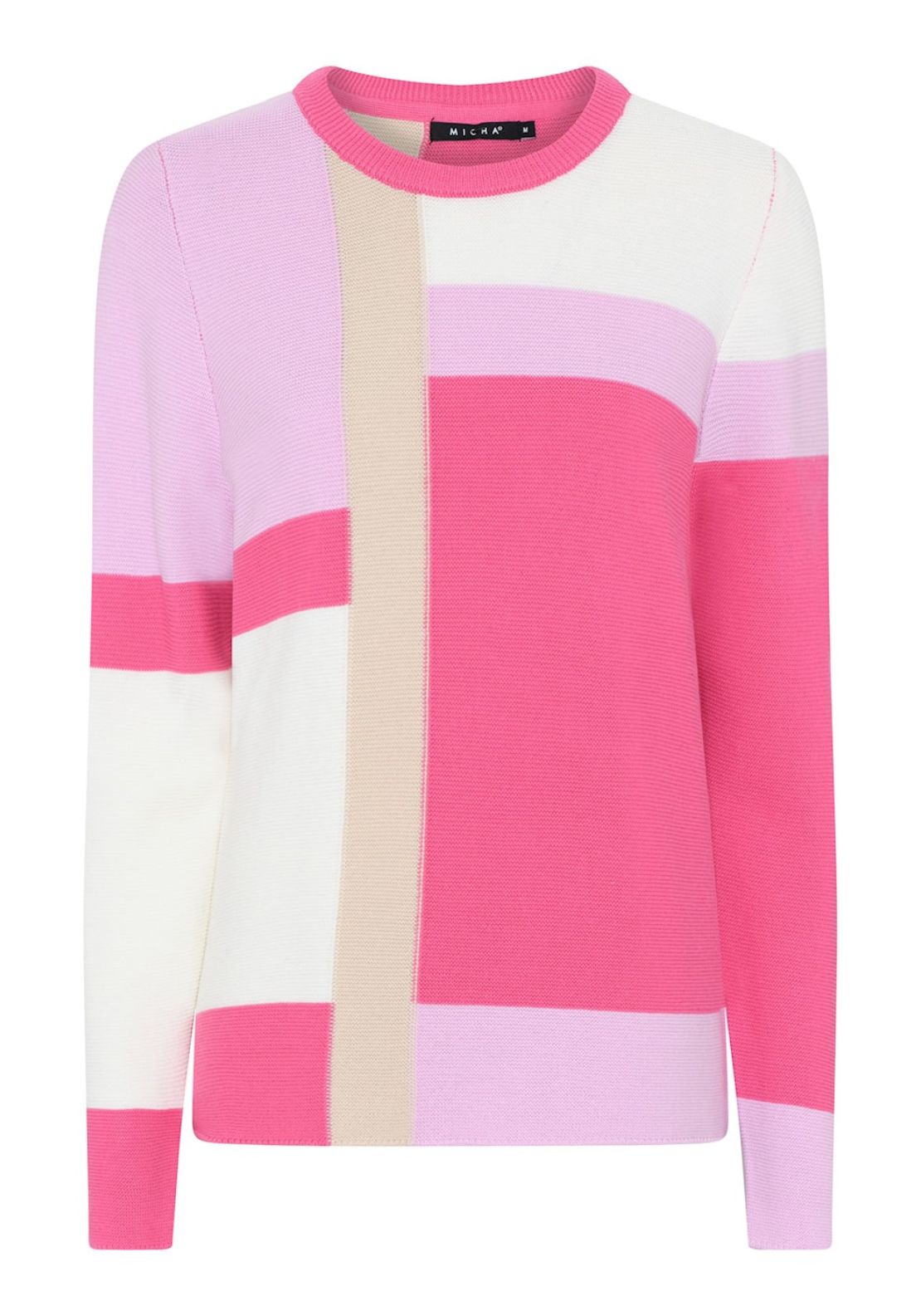 Micha Cotton Blend Colour Block Jumper, Pink