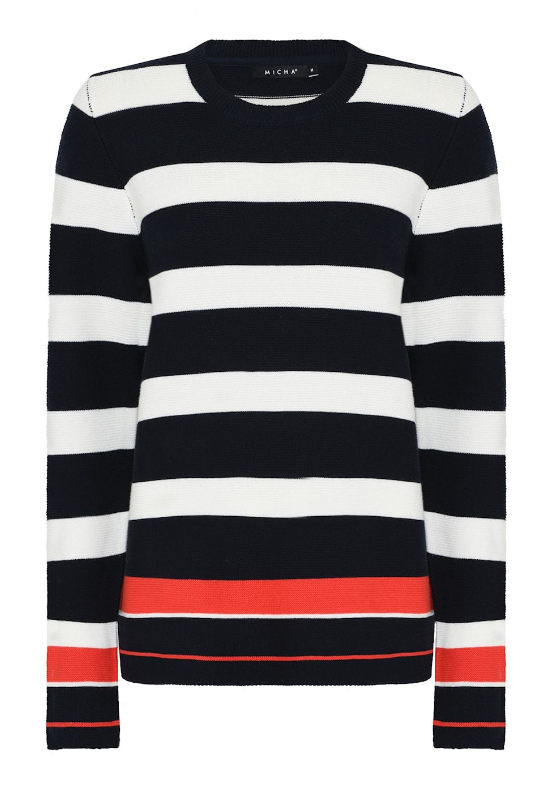 Micha Cotton Blend Striped Knit Jumper, Navy