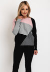 Micha Block Pattern Knit Sweater, Pink Multi