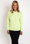 Micha Round Neck Cable Knit Sweater, Pale Lime