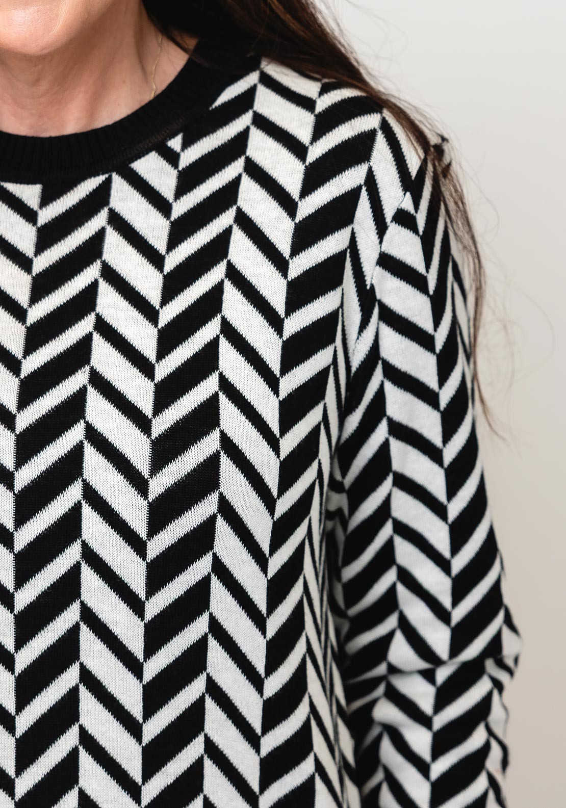Micha Arrow Weave Geometric Print Jumper, Black Multi