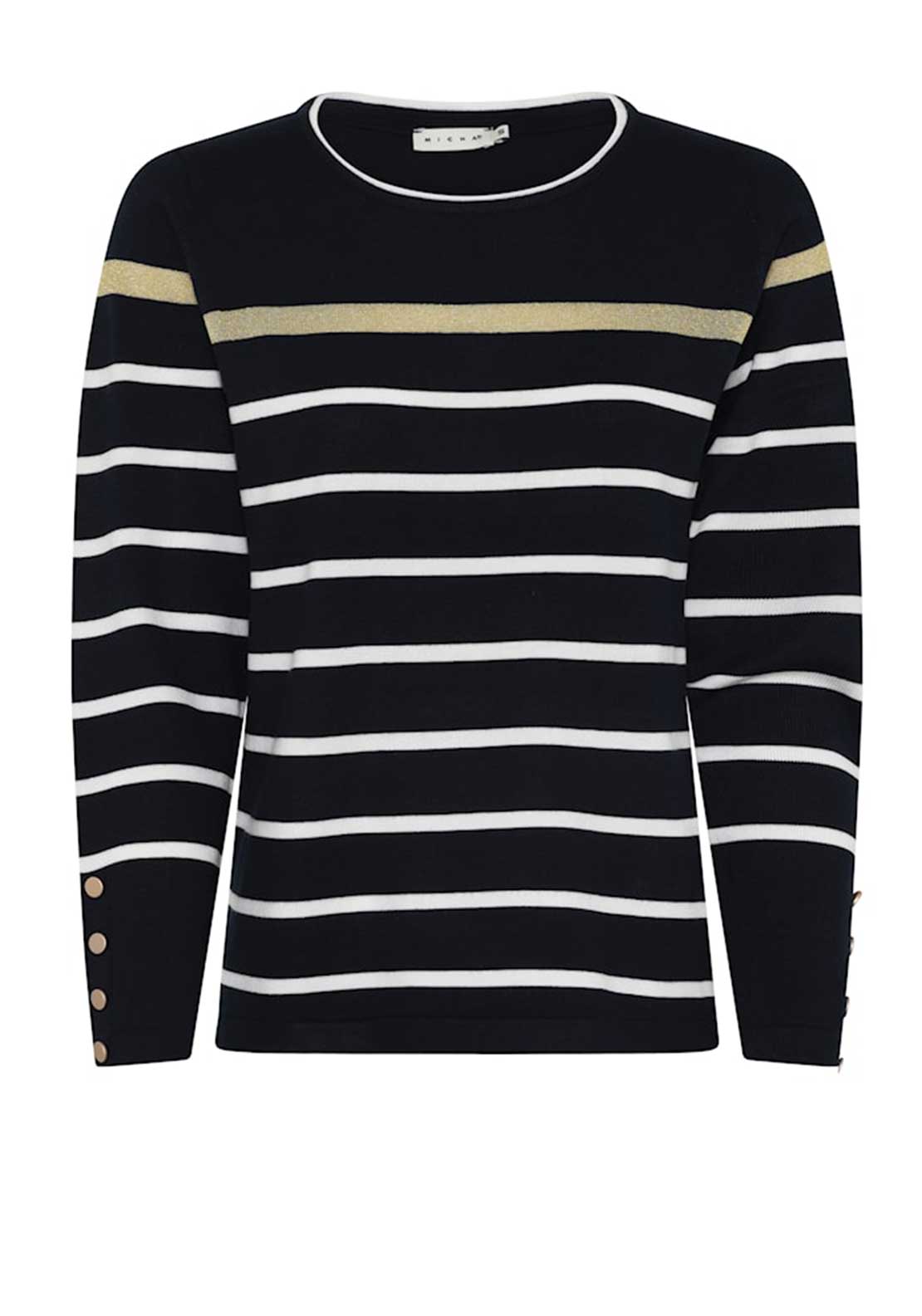 Micha Glitter Striped Jumper, Navy