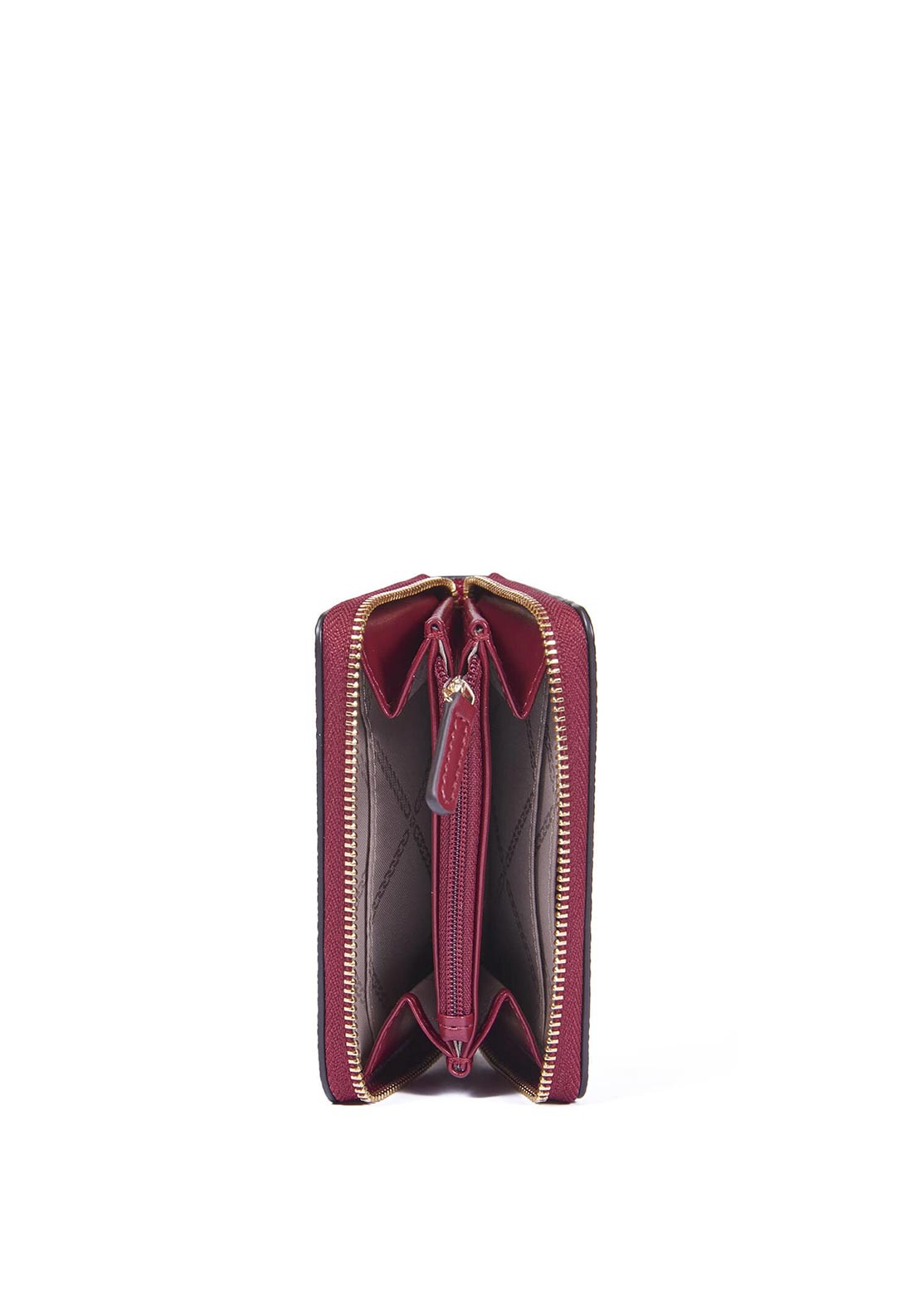 Jet Set Small Pebbled Leather Zip-Around Card Case, Deep Red