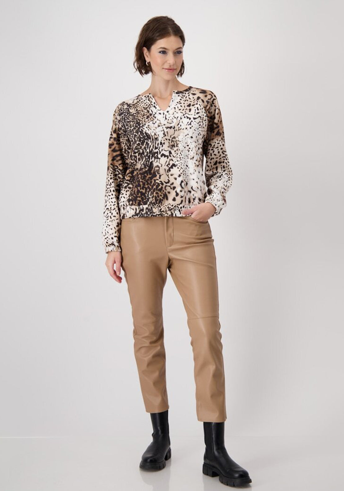 Monari Leopard Print Sweatshirt, Beige Multi
