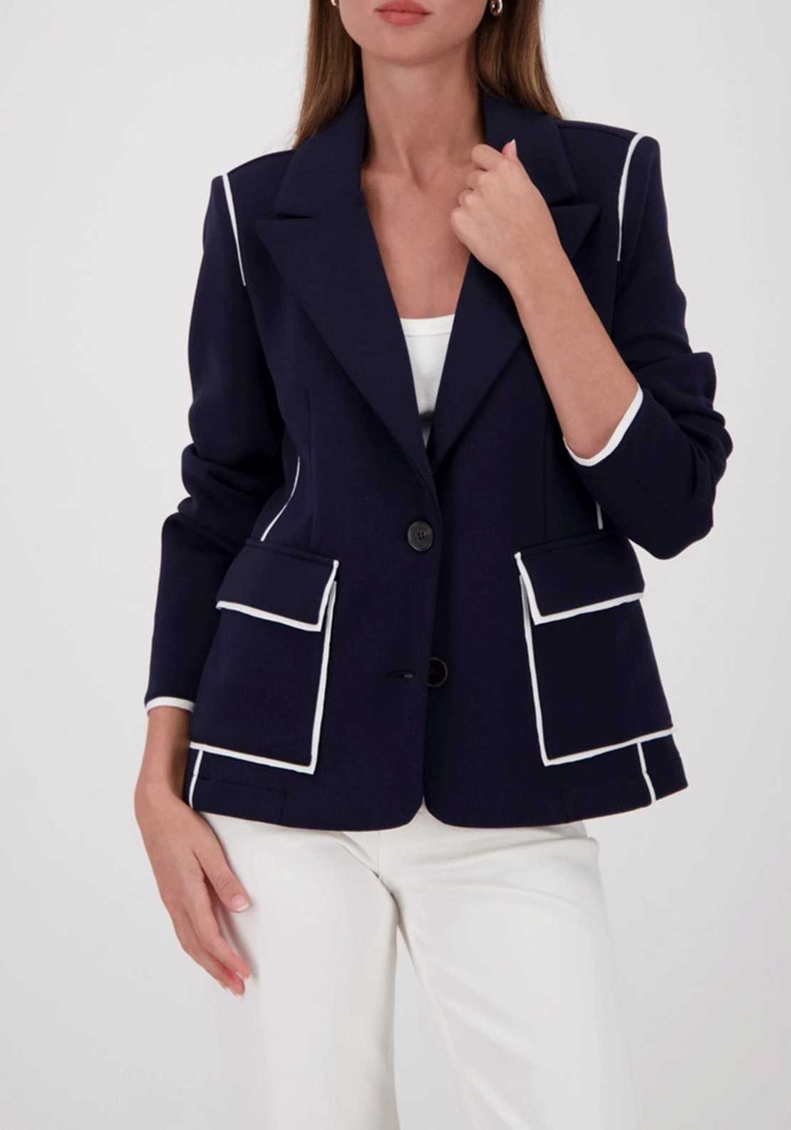 Monari Sweat Contrast Trim Blazer, Navy