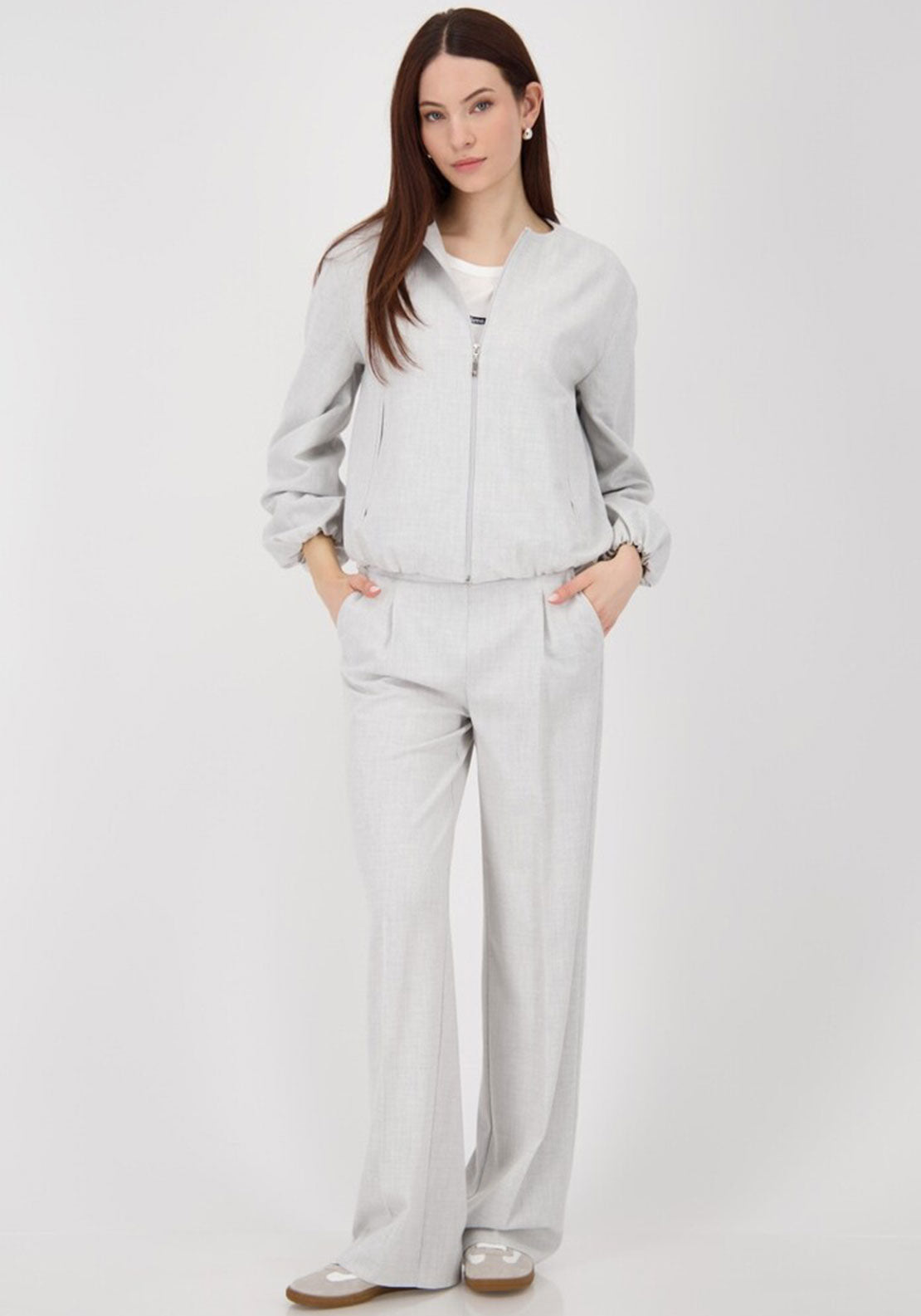 Monari Bomber Style Elastic Trim Jacket, Grey
