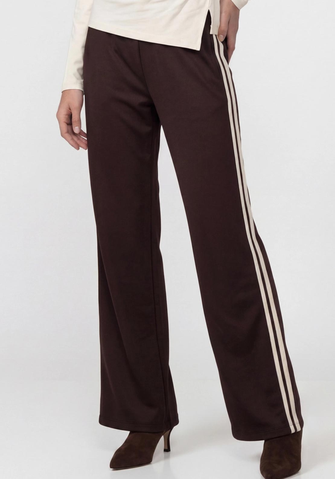 Monari Wide Leg with Stripe Detail Joggers, Brown