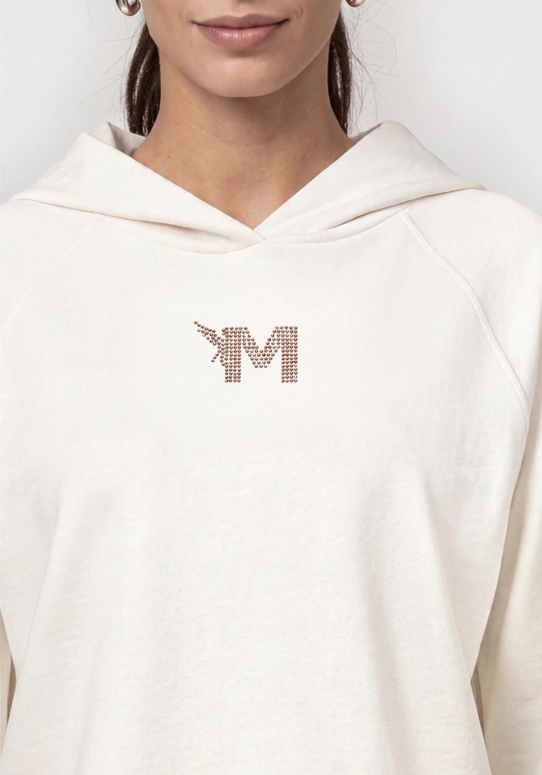Monari Colour-block Detail Hooded Sweatshirt, Cream