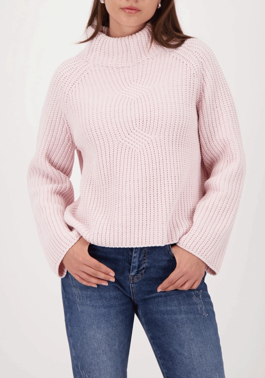 Monari Chenille Yarn High Neck Knit Jumper, Pink