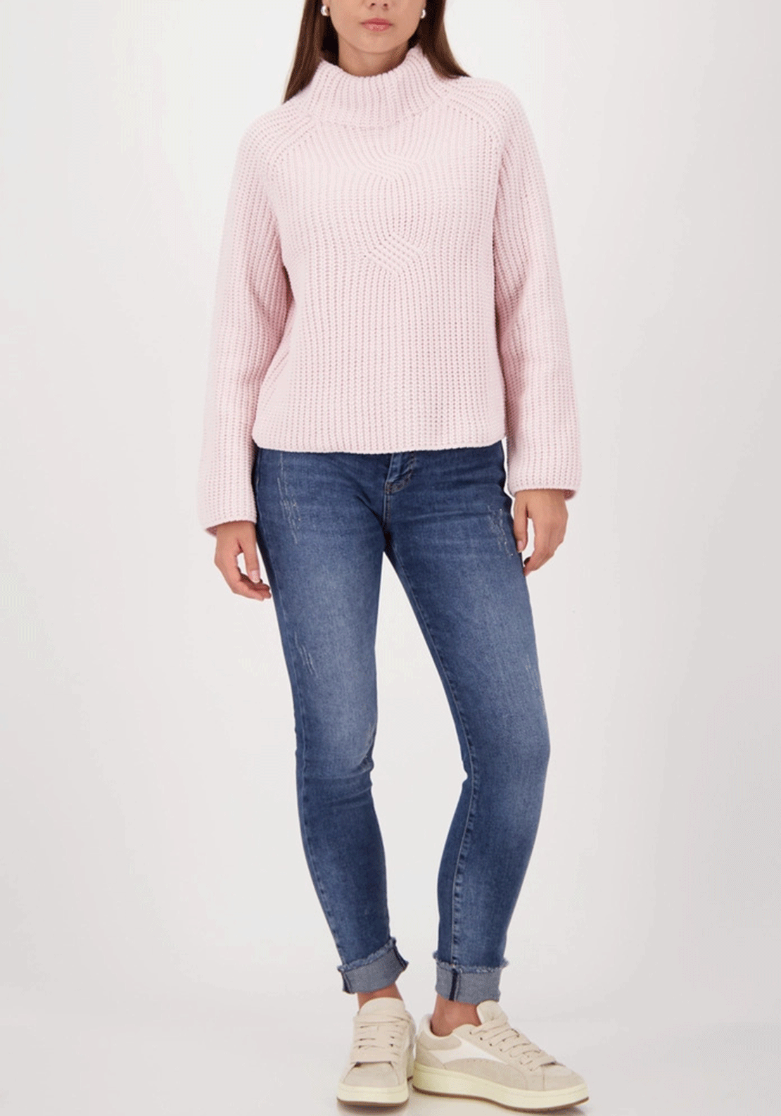 Monari Chenille Yarn High Neck Knit Jumper, Pink