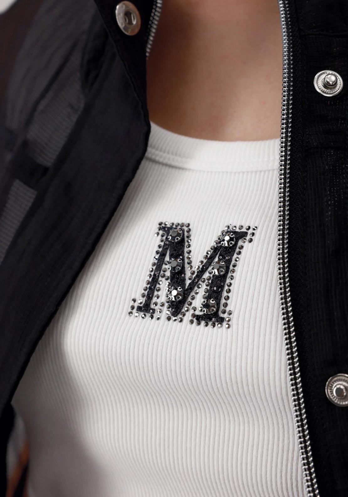 Monari Ribbed with Detail Tank Top, White