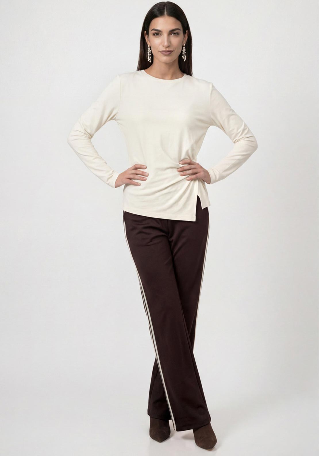 Monari Knot Detail Long Sleeve Top, Cream