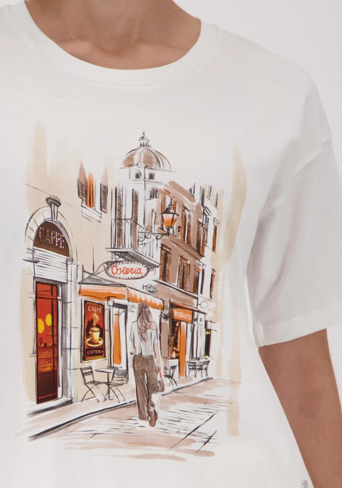 Monari Café Graphic Print T-Shirt, White