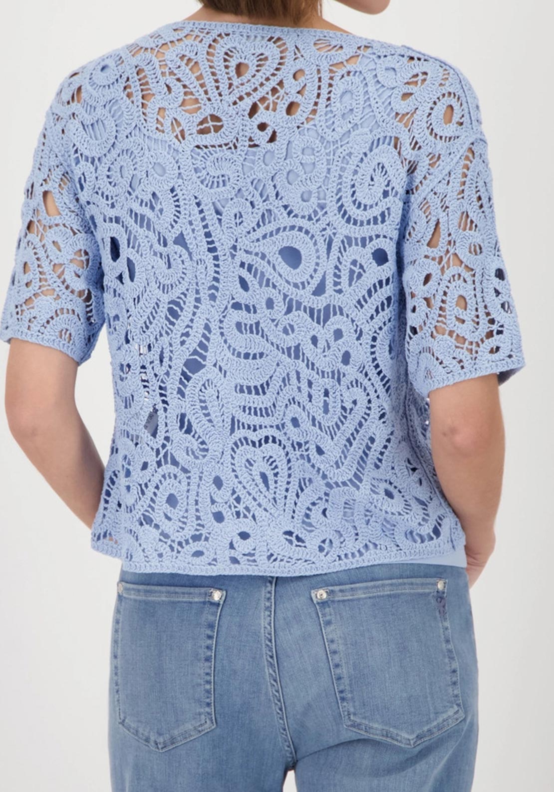 Monari Cornelly Pattern Sheer Top, Blue