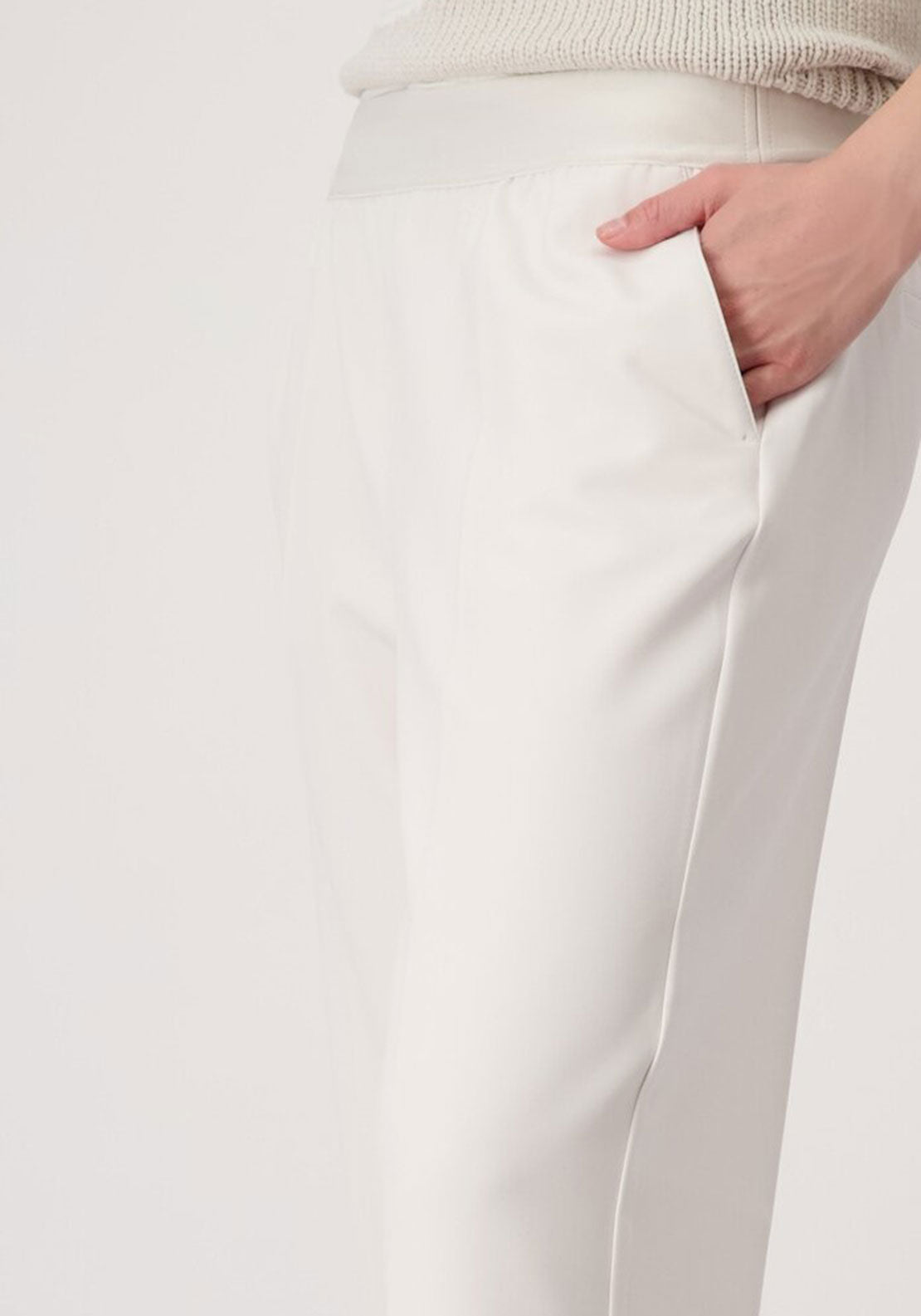 Monari Straight Leg Elasticated Trousers, Light Beige