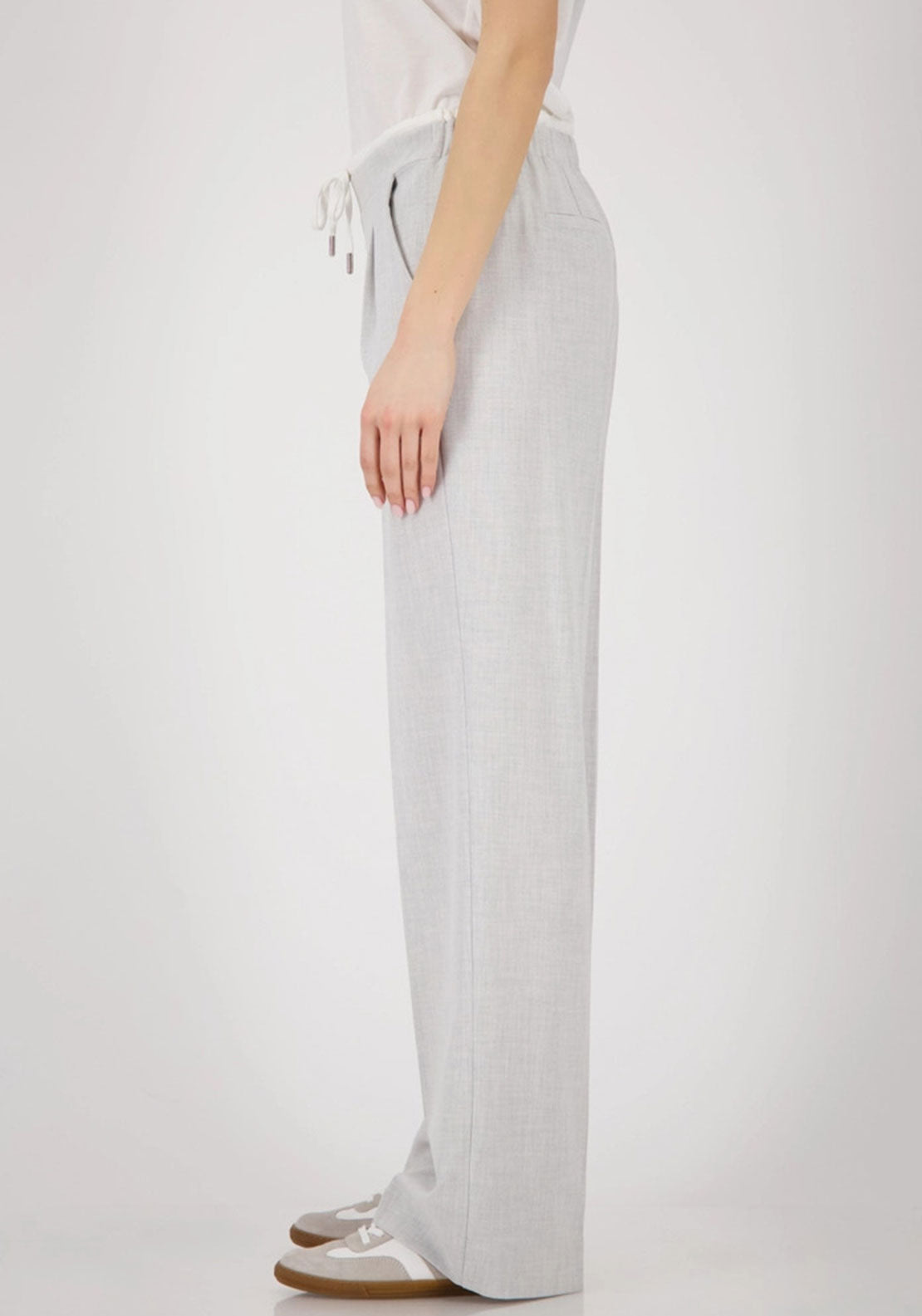 Monari Straight Leg Elastic Waist Trousers, Grey