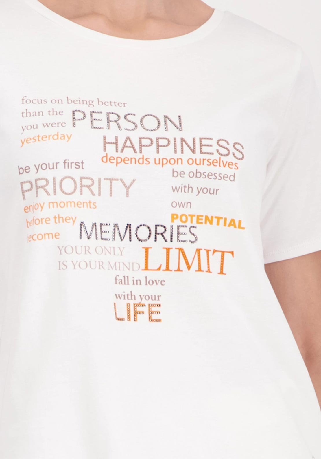 Monari Text Print T-Shirt, Beige