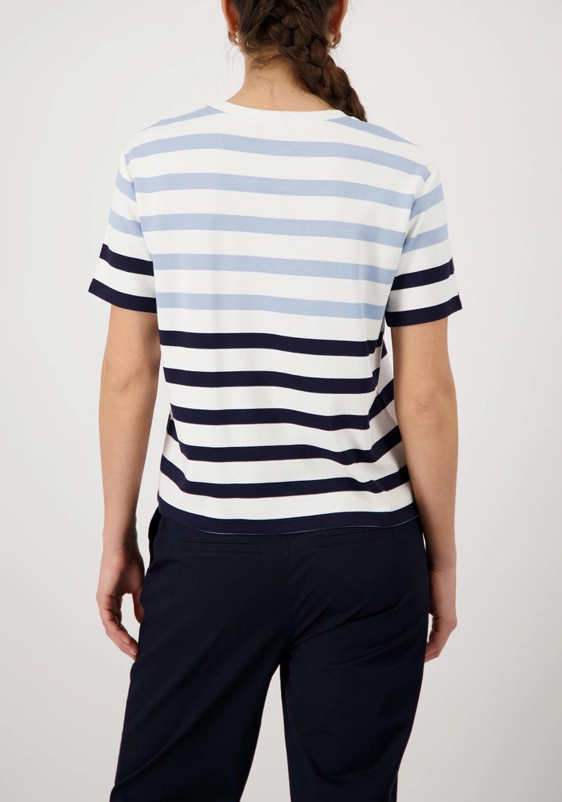 Monari Striped Knit Logo Top, Blue