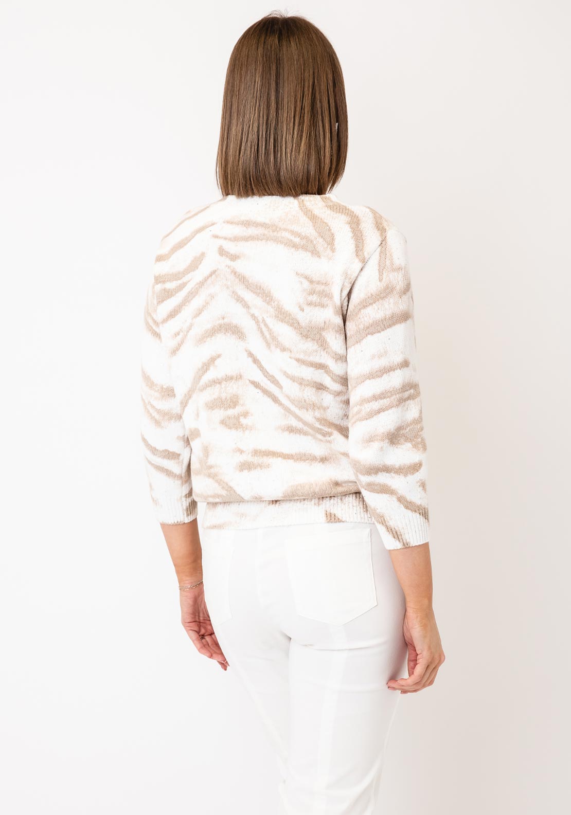 Monari Animal Print With Sequin Detail Jumper, Beige
