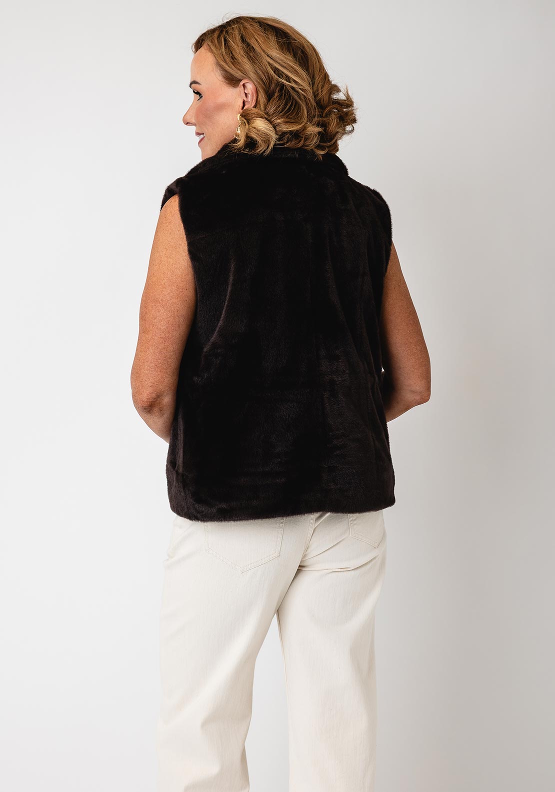 Monari Faux Fur Gilet, Brown