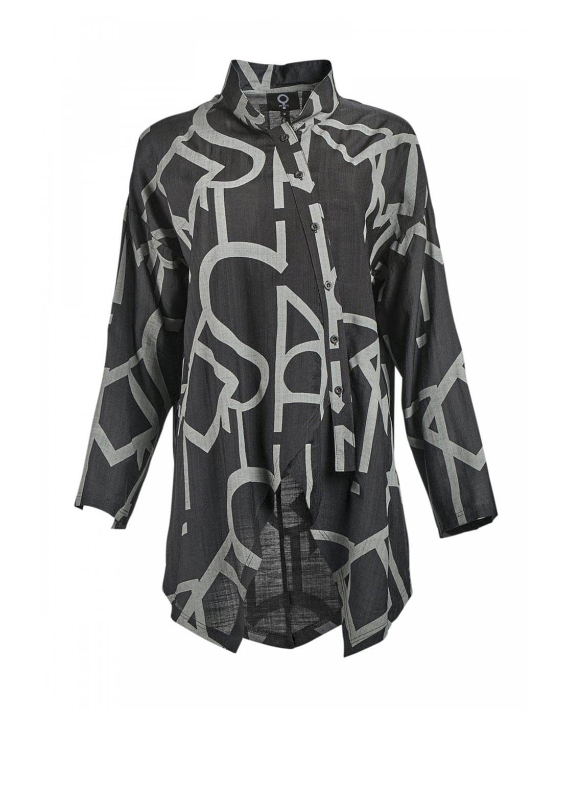 My Soul Monogram Printed Long Sleeve Shirt, Black & Grey