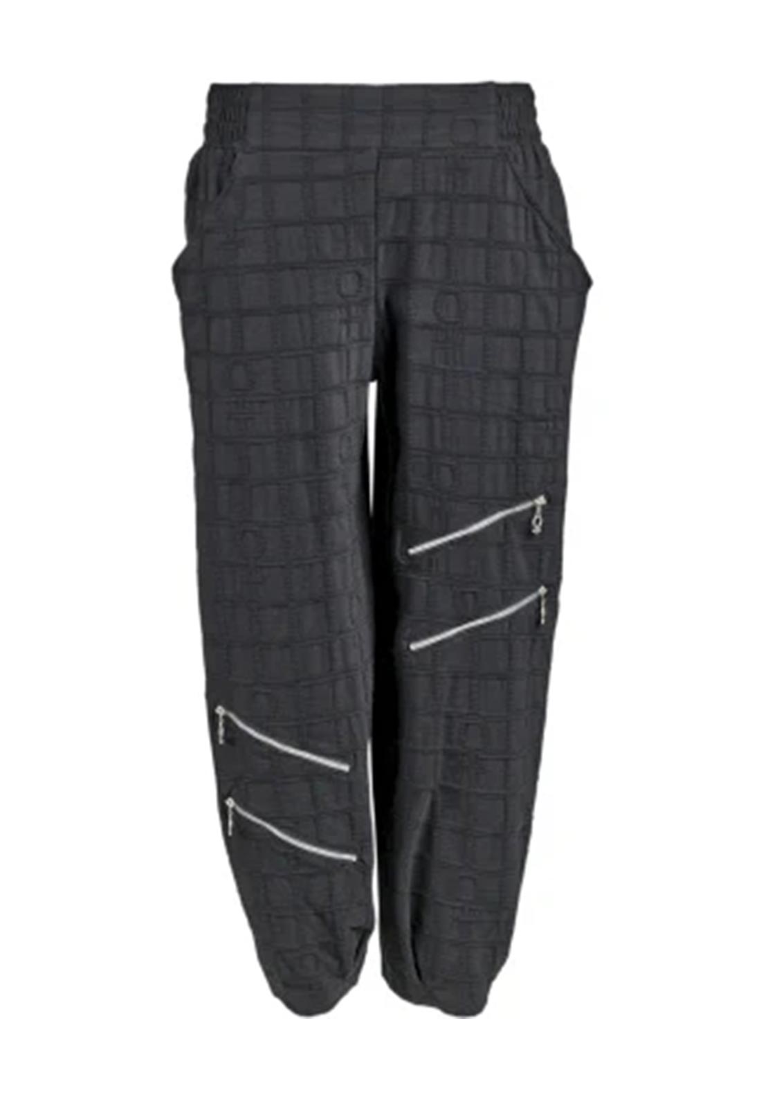 My Soul Textured Geometric Bubble Trousers, Black