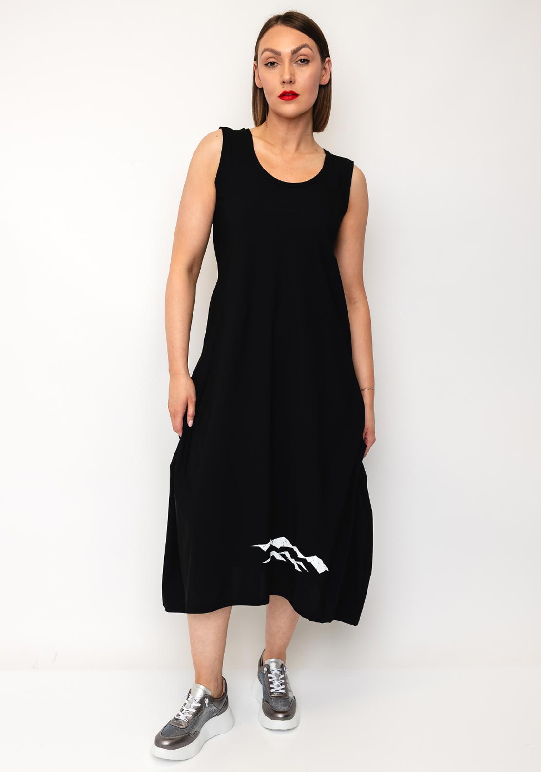 Naya Wave Print Hem Jersey Dress, Black