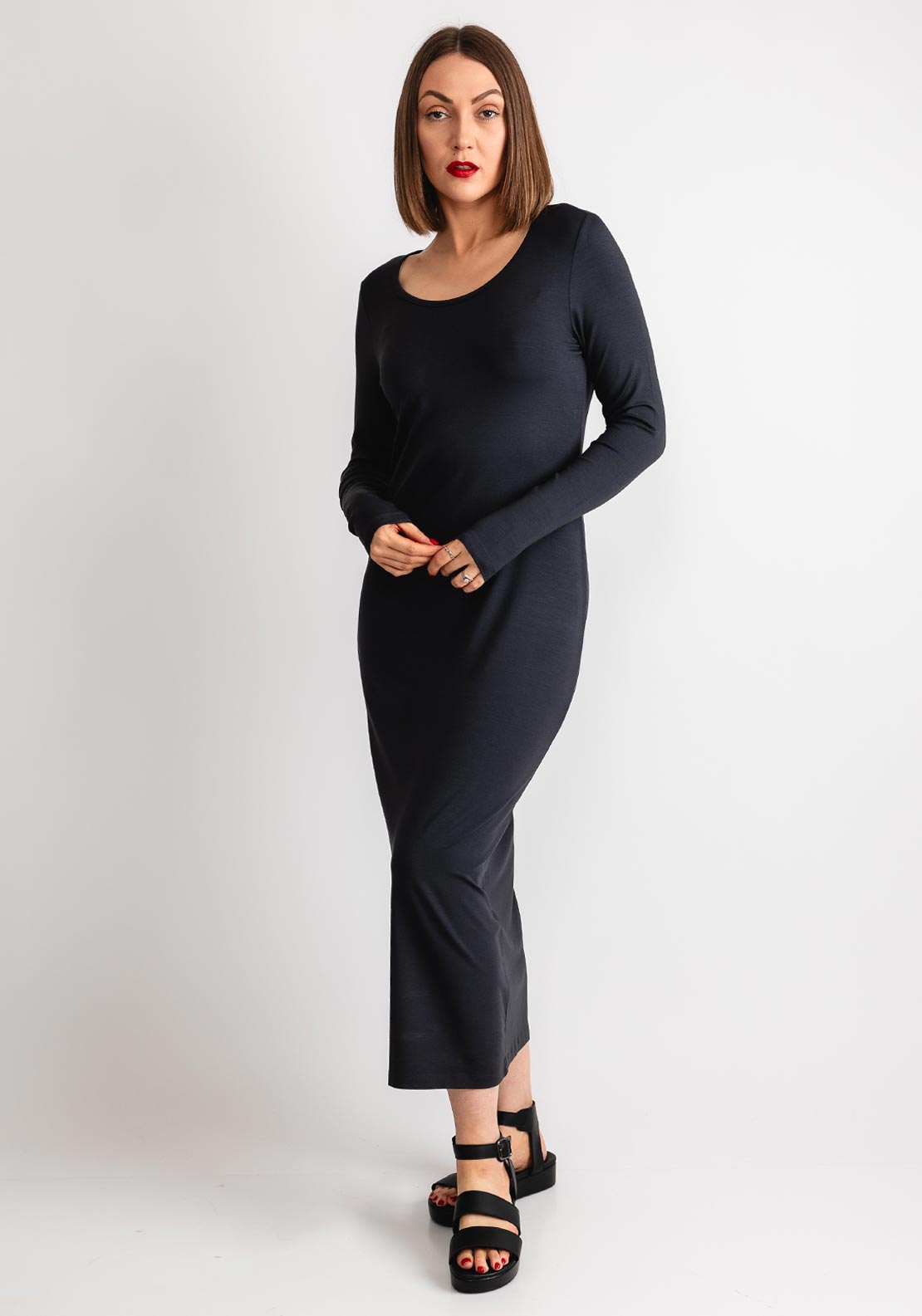 Naya Basic Jersey Midi Dress, Grey
