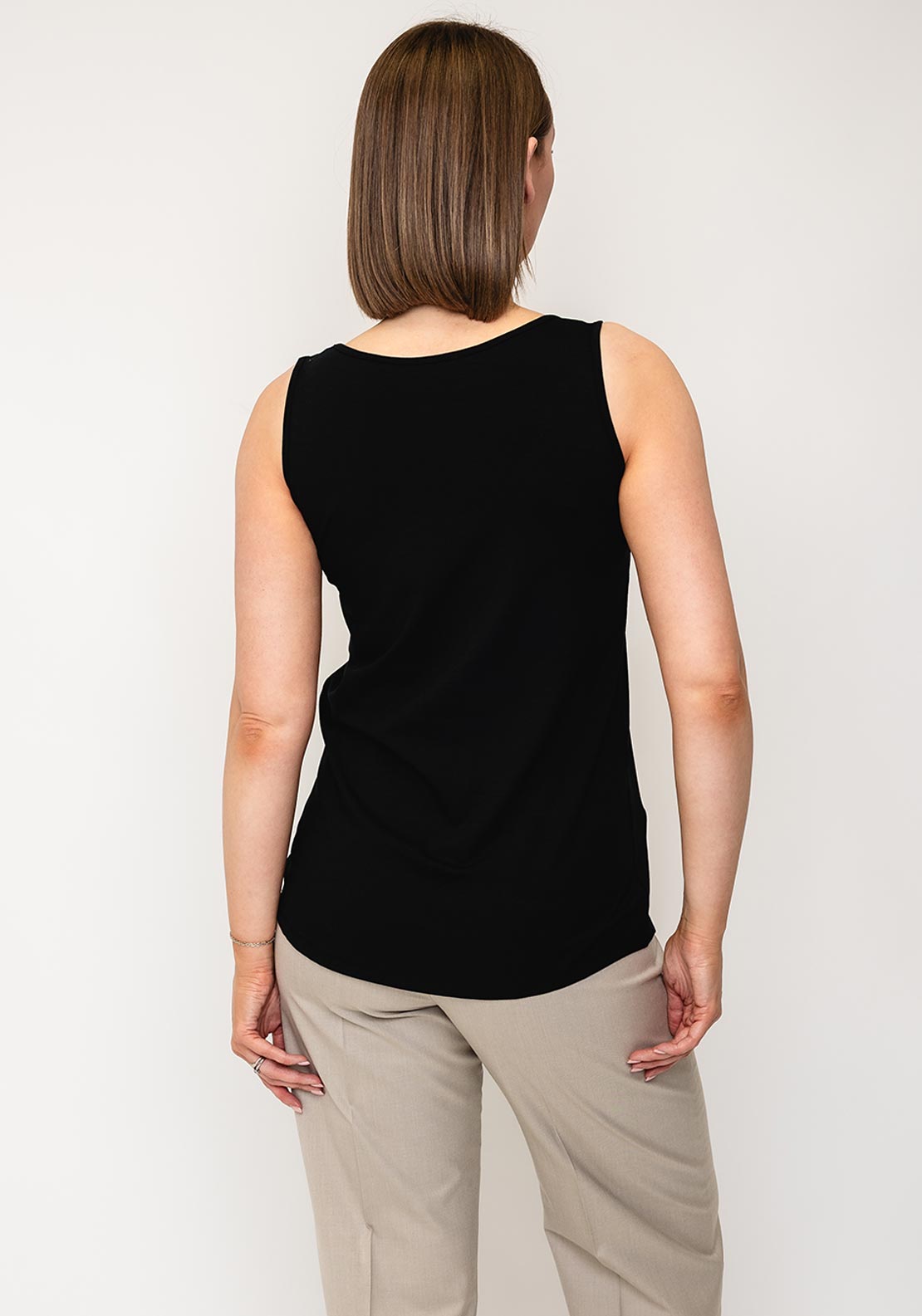Naya Scoop Neck Sleeveless Top, Black