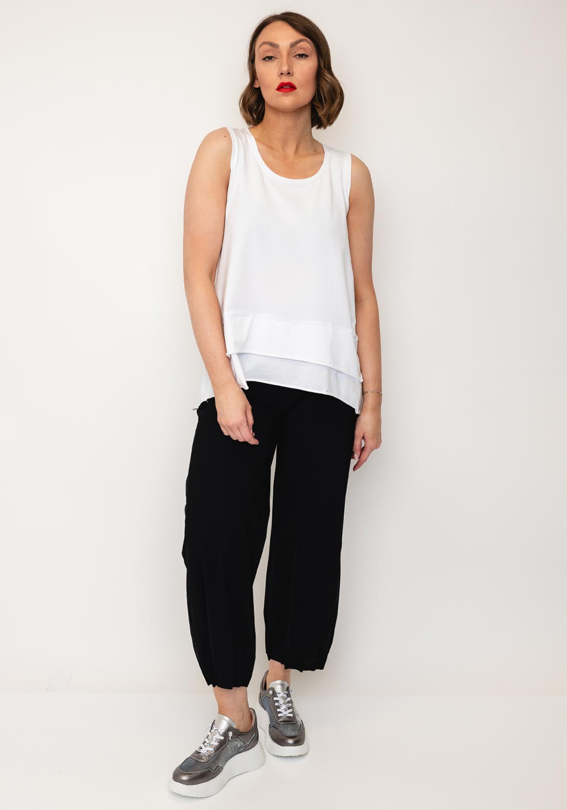 Naya Raw Hem Vent Panel Top, White