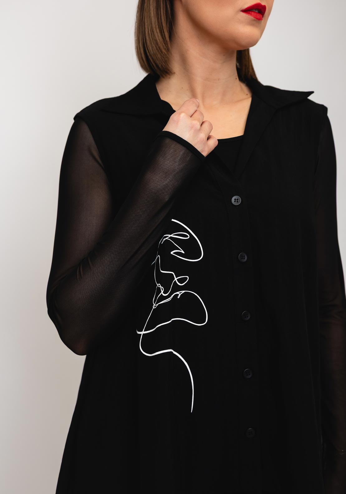 Naya Placement Print Shirt, Black