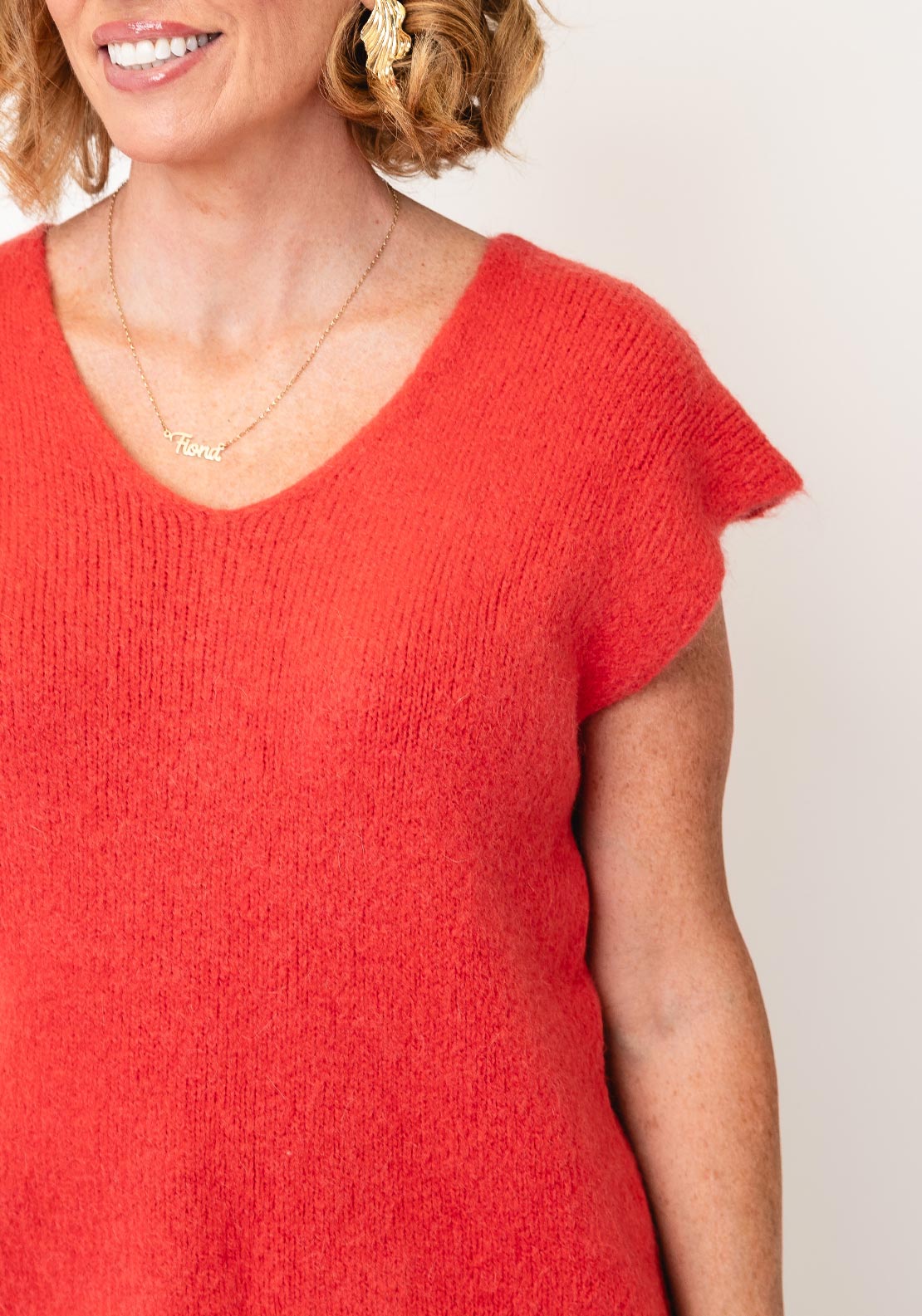 Naya Mohair Blend V Neck Knit Vest, Red