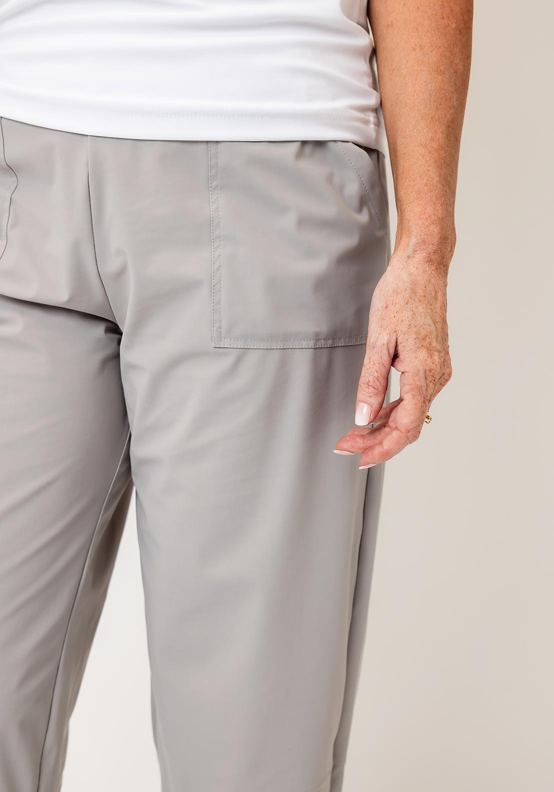 Naya Slim Leg Patch Pocket Trousers, Grey