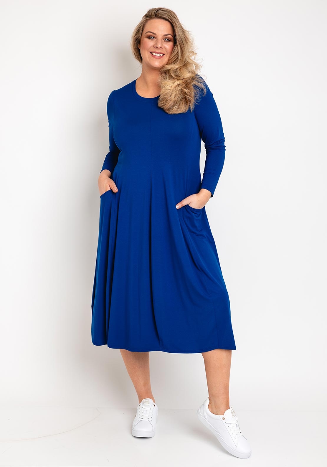 NOEN Round Neck Midi Jersey Dress, Cobalt - McElhinneys NOEN Round Neck Midi Jersey Dress, Cobalt - McElhinneys