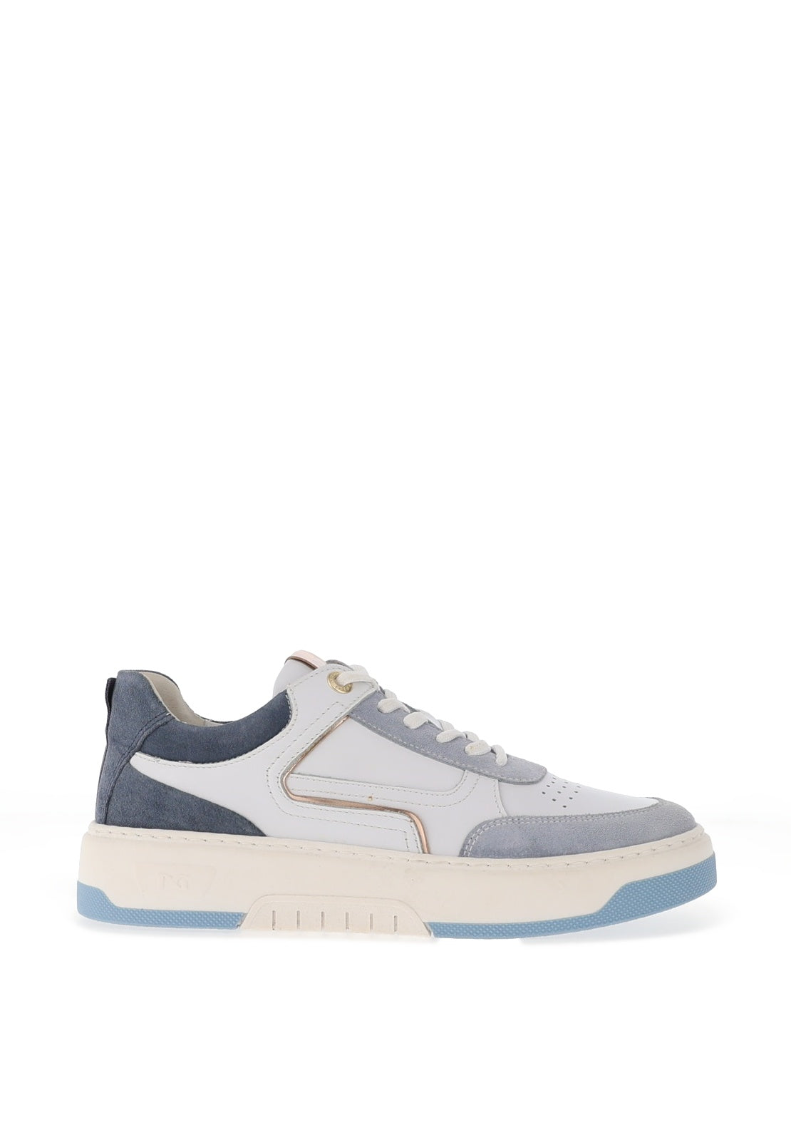 Nero Giardini Mixed Leather Panelled Trainers, Pale Blue