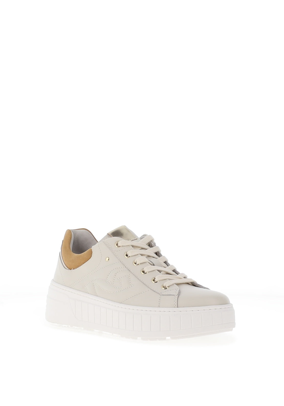 Nero Giardini Leather Chunky NG Laced Trainers, Beige